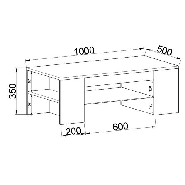 Tunas salontafel 1 plank wit, zwart.