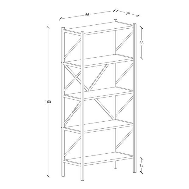 Insasi5 wandkast 5 planken wit.