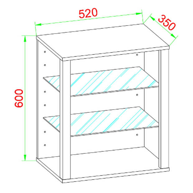 GlasolS vitrinekast 3 planken wit.