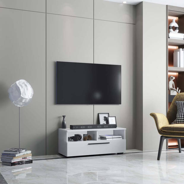 ArilaL TV-meubel 1 kleppe 2 planken wit.