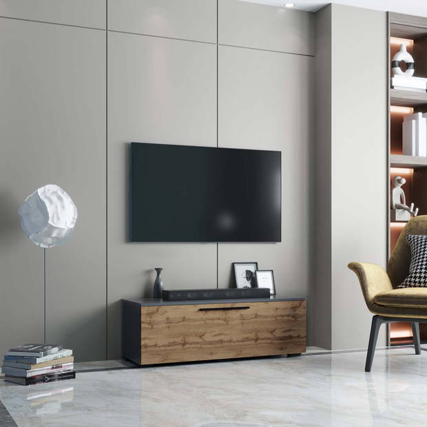 ArilaM TV-meubel 1 kleppe antraciet, eik decor.
