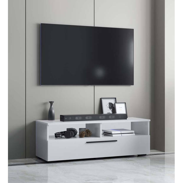 ArilaXL TV-meubel 1 kleppe 2 planken wit.