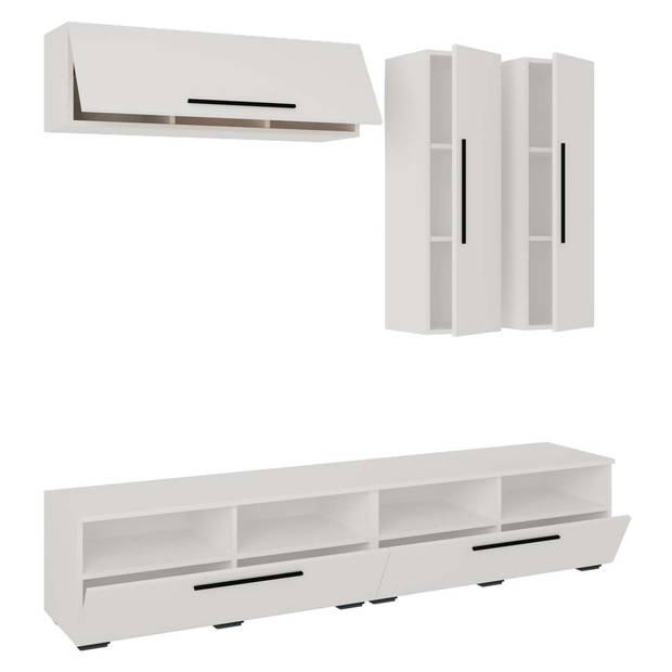ArilaXL TV-meubel 5 deuren 4 planken wit.