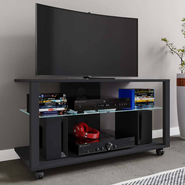 FolasLR TV-meubel 2 planken zwart.