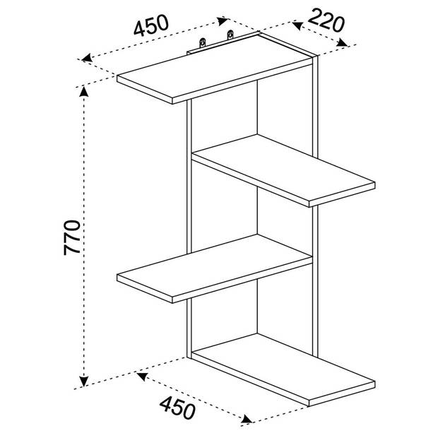 Balos wandrek hoek 3 planken zwart.