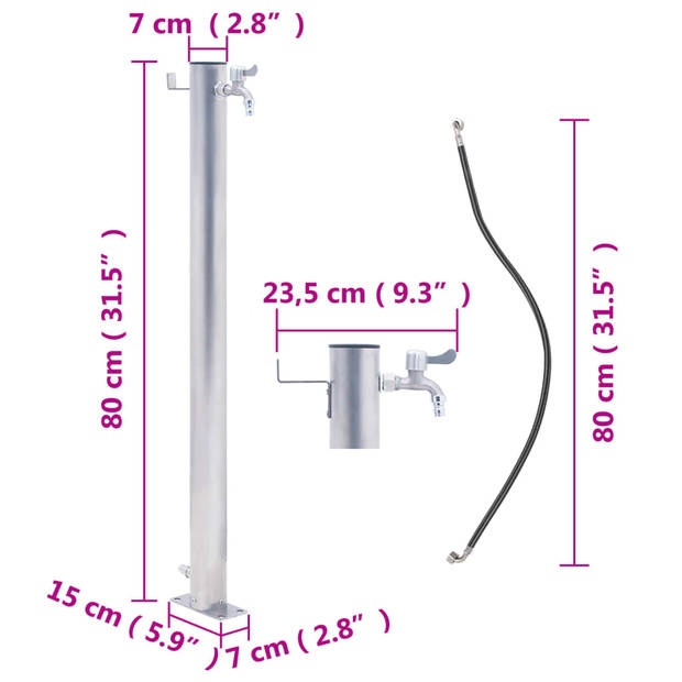 vidaXL Waterzuil rond 80 cm roestvrij staal