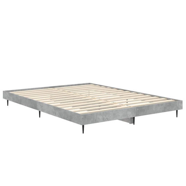 vidaXL Bedframe bewerkt hout betongrijs 140x190 cm