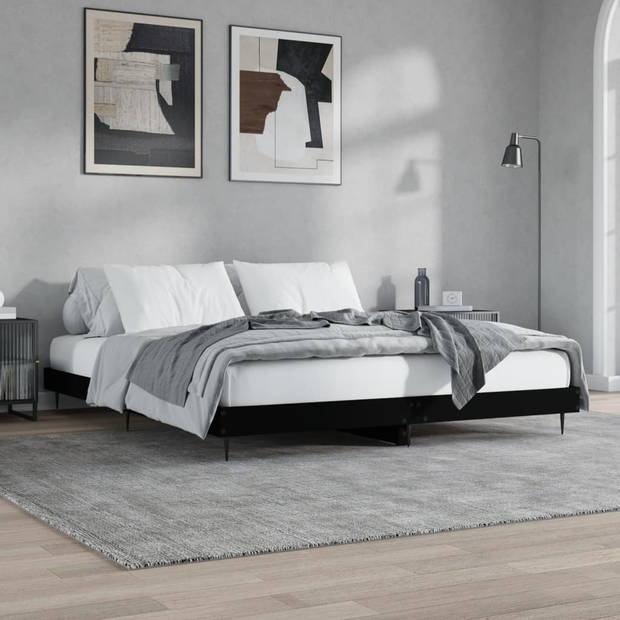 vidaXL Bedframe bewerkt hout zwart 180x200 cm