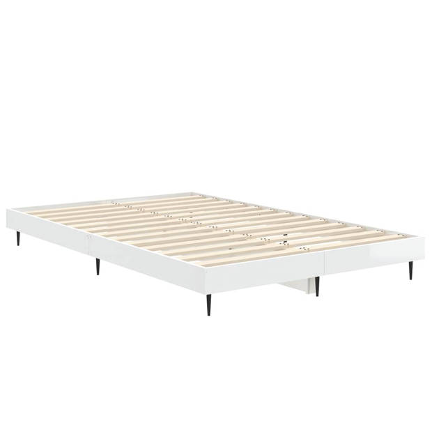 vidaXL Bedframe bewerkt hout hoogglans wit 120x190 cm