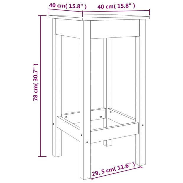 The Living Store Bistrostoel - Massief grenenhout - 40 x 40 x 78 cm - Wit