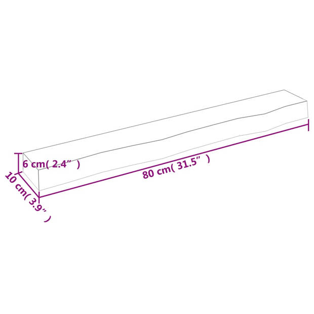 vidaXL Wandschap 80x10x6 cm behandeld massief eikenhout lichtbruin