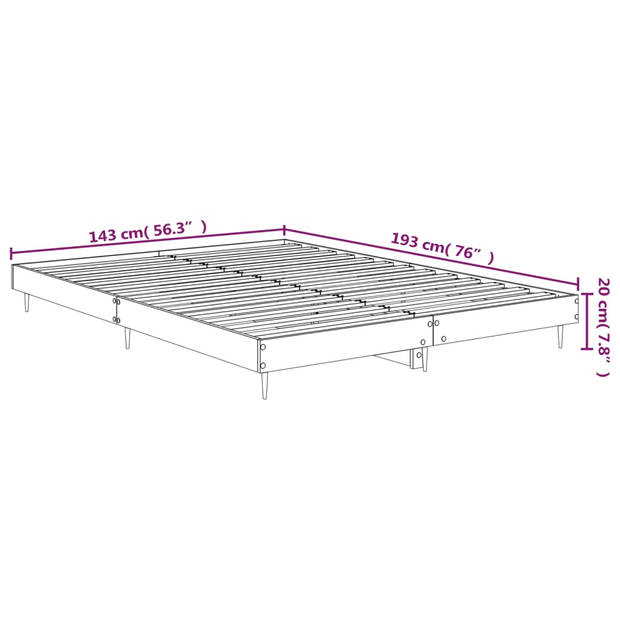 vidaXL Bedframe bewerkt hout betongrijs 140x190 cm