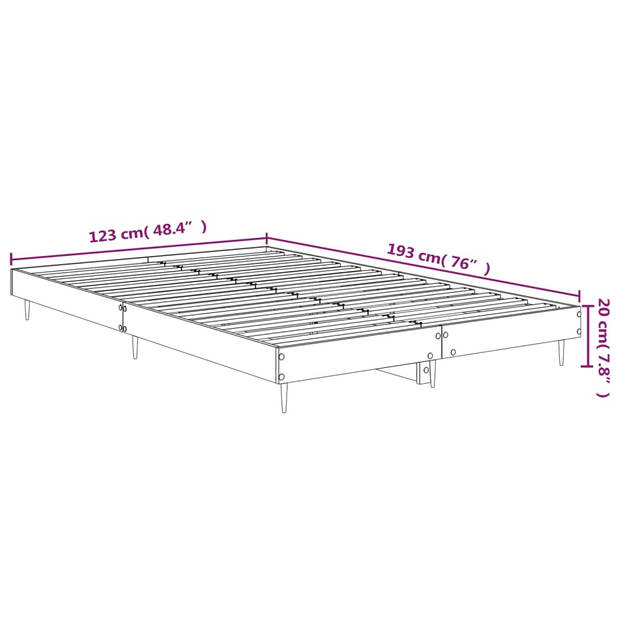 vidaXL Bedframe bewerkt hout hoogglans wit 120x190 cm