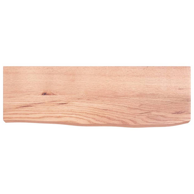 The Living Store Wandplank Eikenhout - 60x20x6 cm - Rustieke Stijl - Lichtbruin - Natuurlijke Rand