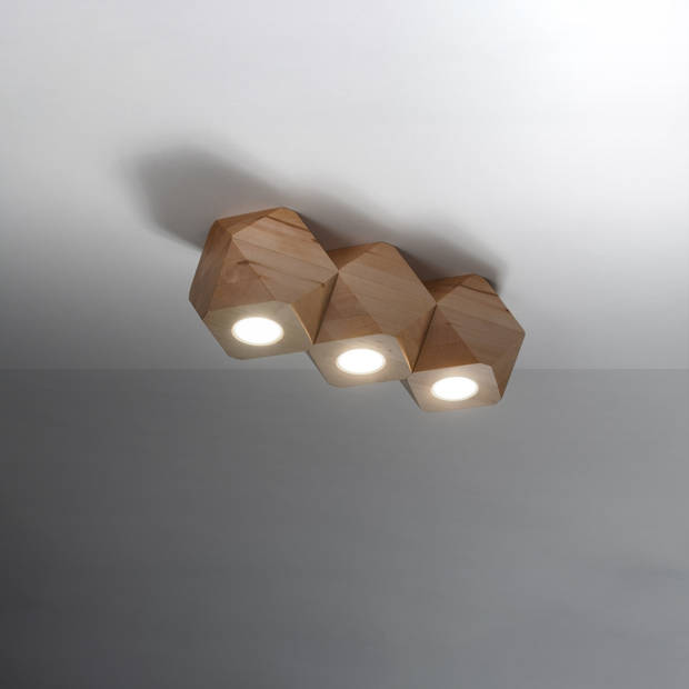 Sollux Plafondlamp Woody 3 lichts L 36 cm hout