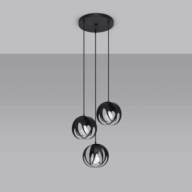 Sollux Hanglamp Tulos 3 lichts Ø 30 cm zwart