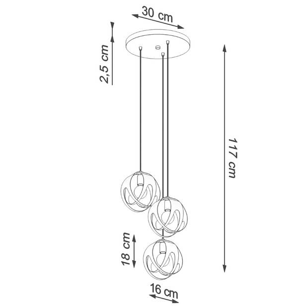 Sollux Hanglamp Tulos 3 lichts Ø 30 cm zwart