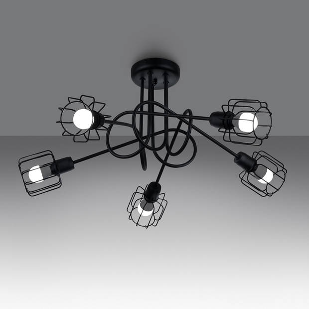 Sollux Plafondlamp Beluci 5 lichts Ø 58 cm zwart
