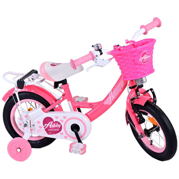 Volare Meisjesfiets Ashley 12 Inch 21,5 cm Meisjes Terugtraprem Donkerroze