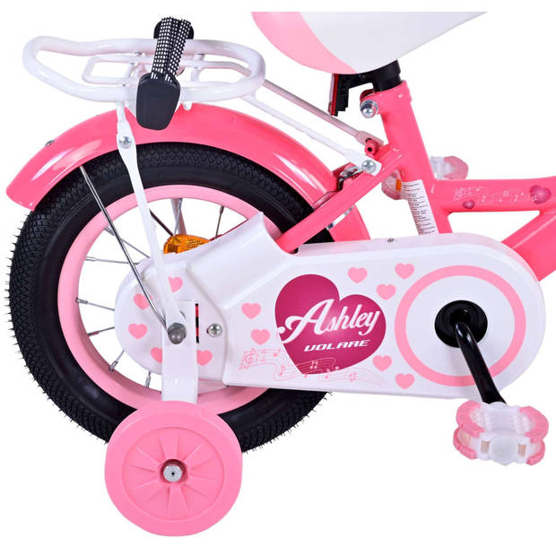 Volare Meisjesfiets Ashley 12 Inch 21,5 cm Meisjes Terugtraprem Donkerroze