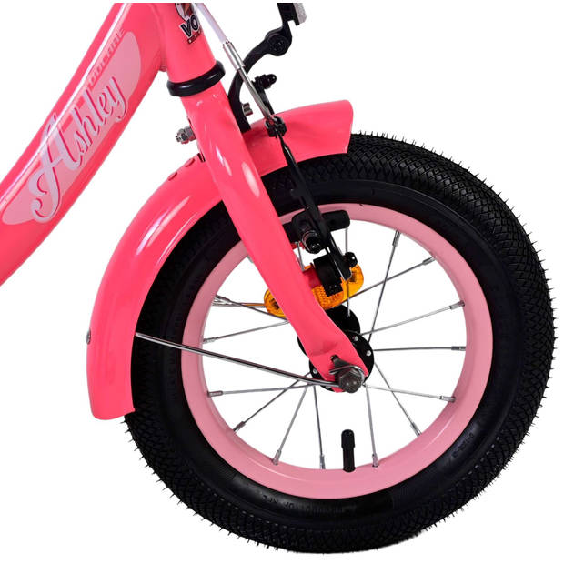 Volare Meisjesfiets Ashley 12 Inch 21,5 cm Meisjes Terugtraprem Donkerroze