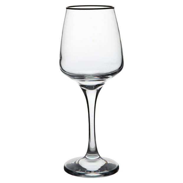 Florina Sevilla 6 exclusieve witte wijnglazen met zwarte onyx rand - 330ml - Wijnglas - Premium glazen