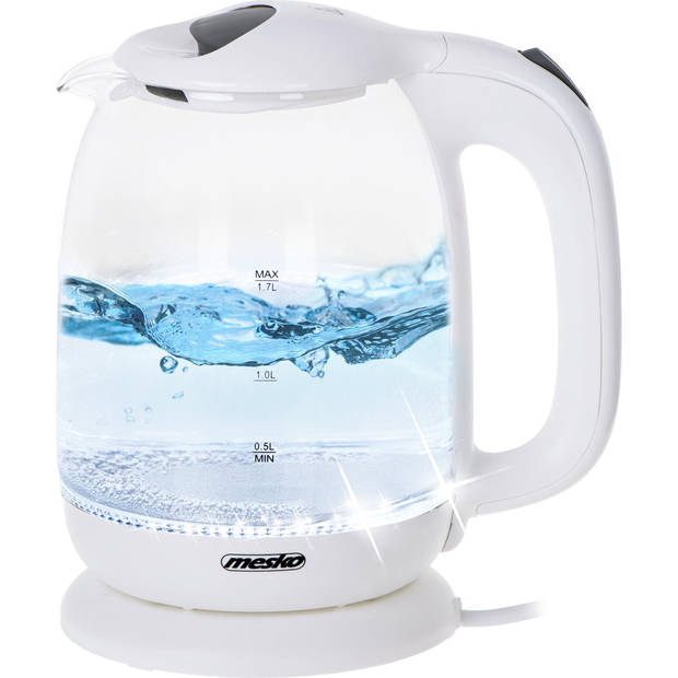 Mesko 1302W - Waterkoker - Glas - Wit - 1.7 liter - 2200 Watt