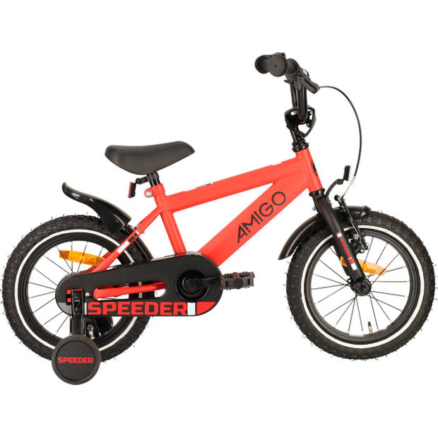 AMIGO Jongensfiets Speeder 14 Inch 24 cm Jongens Terugtraprem Rood/Zwart