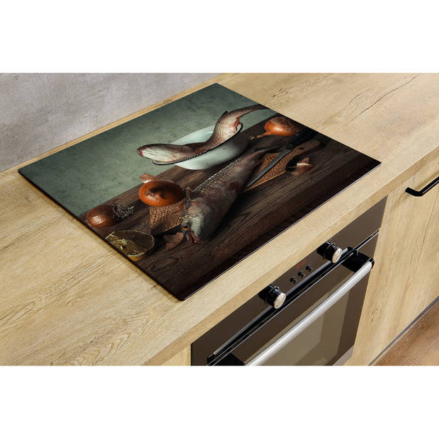 Inductiebeschermer - Stillife Fresh Fish - 78x52 cm