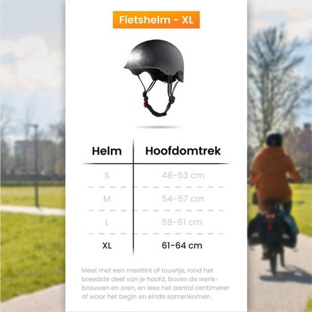 R2B Fietshelm Volwassenen - LED-verlichting -Maat XL - 61-64 cm - Fietshelm Dames / Heren Elektrische Fiets -Skeelerhelm