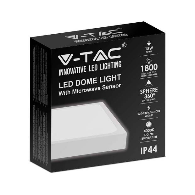 V-Tac VT-8618S LED Plafondlamp met bewegingssensor - 18W - Wit -