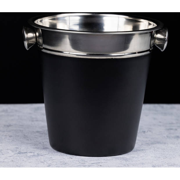 Kinghoff 1727 - ijsemmer / champagne koeler - zwart - 4.5 liter
