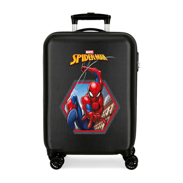 Spiderman ABS jongens kinderkoffer 55 cm zwart