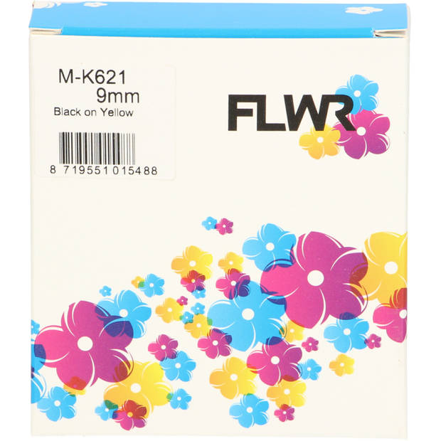 FLWR Brother MK-621 zwart op geel breedte 9 mm labels