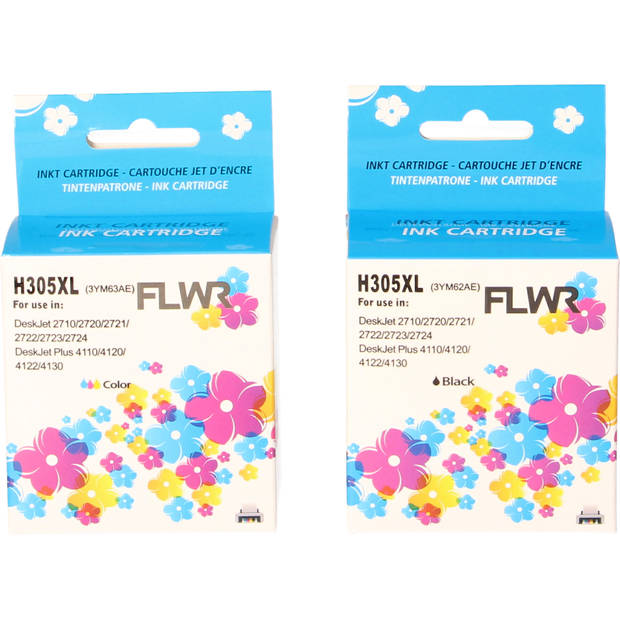 FLWR HP 305XL 2-pack zwart en kleur cartridge