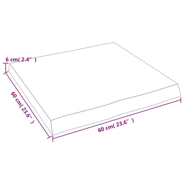 vidaXL Tafelblad natuurlijke rand 60x60x(2-6) cm eikenhout lichtbruin