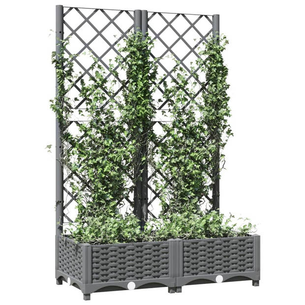 vidaXL Plantenbak met latwerk 80x40x121,5 cm polypropeen lichtgrijs