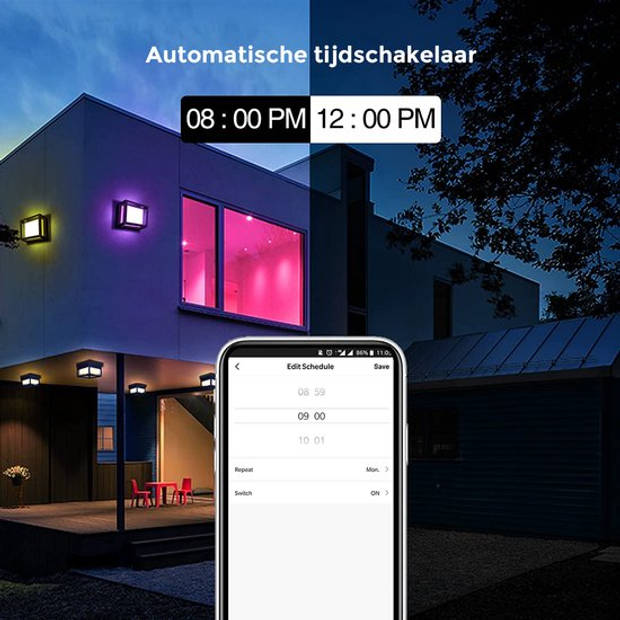 Nince 12W Wandlamp Smart App RGBCW - Wit & Gekleurd Licht - Buitenlamp - Muurlamp