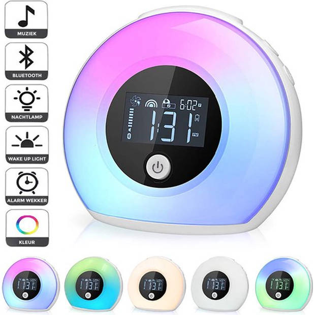 Nince Wake up Light van Hoge Kwaliteit - Wake up Light Met Bluetooth - Digitale Wekker met Nachtlampje