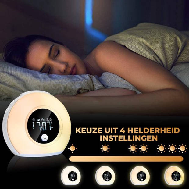 Nince Wake up Light van Hoge Kwaliteit - Wake up Light Met Bluetooth - Digitale Wekker met Nachtlampje