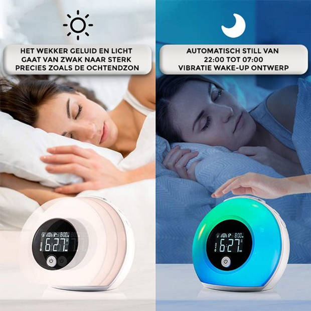 Nince Wake up Light van Hoge Kwaliteit - Wake up Light Met Bluetooth - Digitale Wekker met Nachtlampje