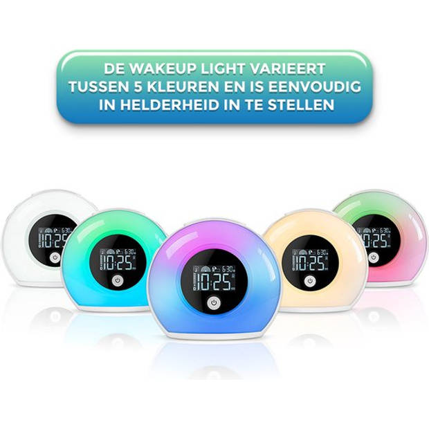 Nince Wake up Light van Hoge Kwaliteit - Wake up Light Met Bluetooth - Digitale Wekker met Nachtlampje