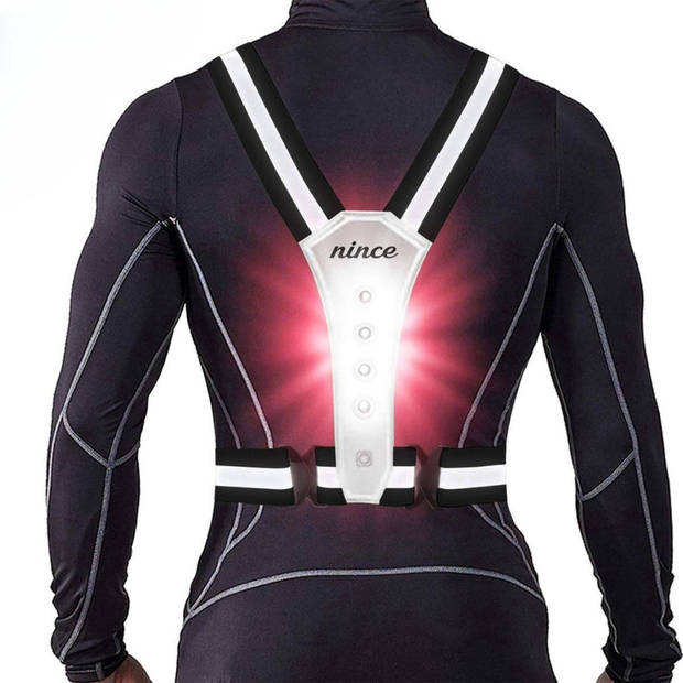 Nince Hardloop Verlichting Van Hoge Kwaliteit USB Oplaadbaar Grijs - Hardloopvest Grijs - Reflecterend vest