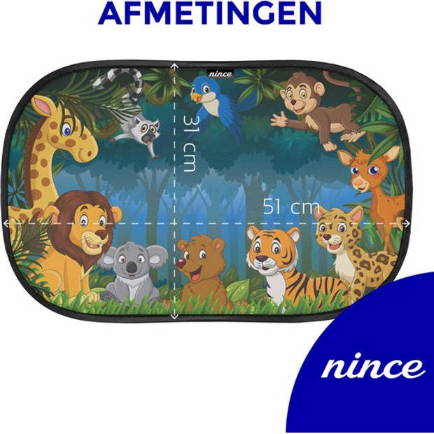 Nince Zonnescherm Auto Zijraam Van Hoge Kwaliteit - Jungle - Set van 2