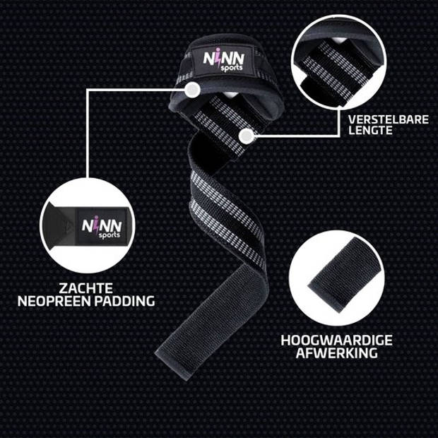 NINN Sports Lifting Straps Zwart - Krachttraining Accessoires - Powerlifting - Bodybuilding