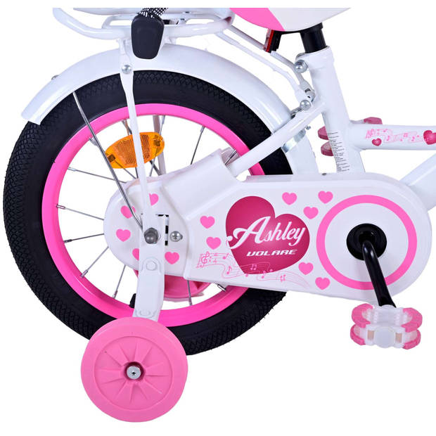 Volare Meisjesfiets Ashley 14 Inch 22,5 cm Meisjes Terugtraprem Wit/Roze