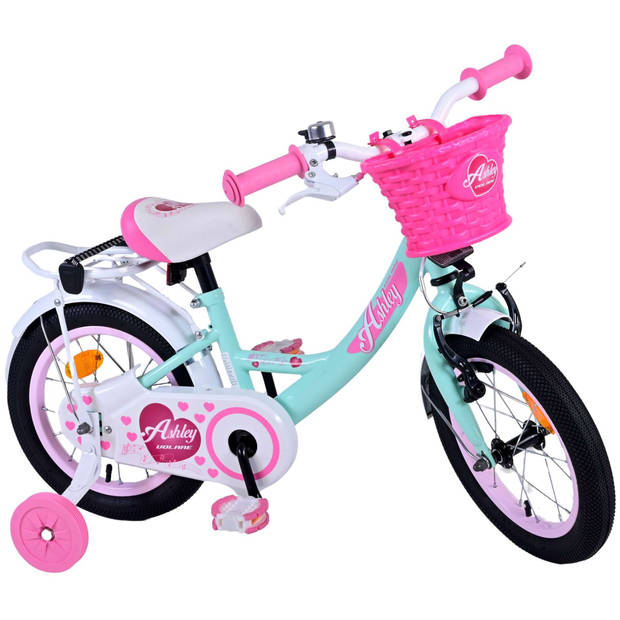 Volare Meisjesfiets Ashley 14 Inch 22,5 cm Meisjes Terugtraprem Mintgroen/Wit