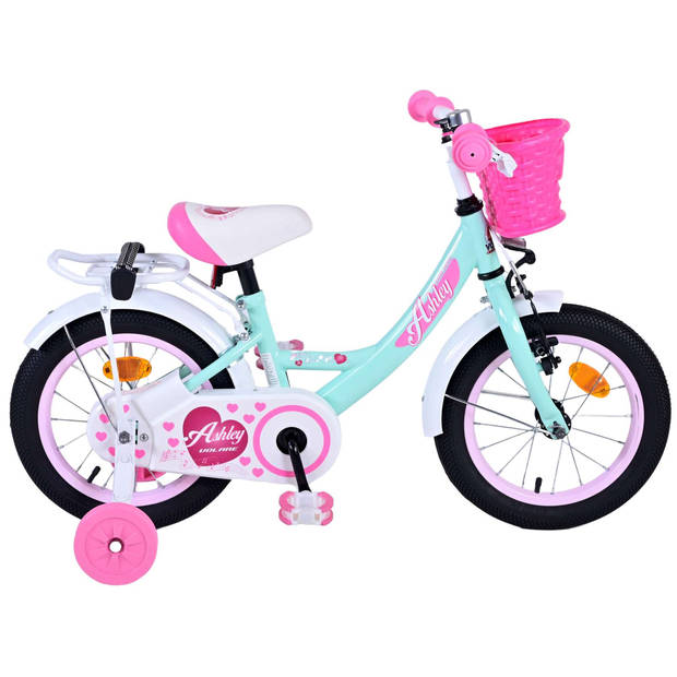 Volare Meisjesfiets Ashley 14 Inch 22,5 cm Meisjes Terugtraprem Mintgroen/Wit