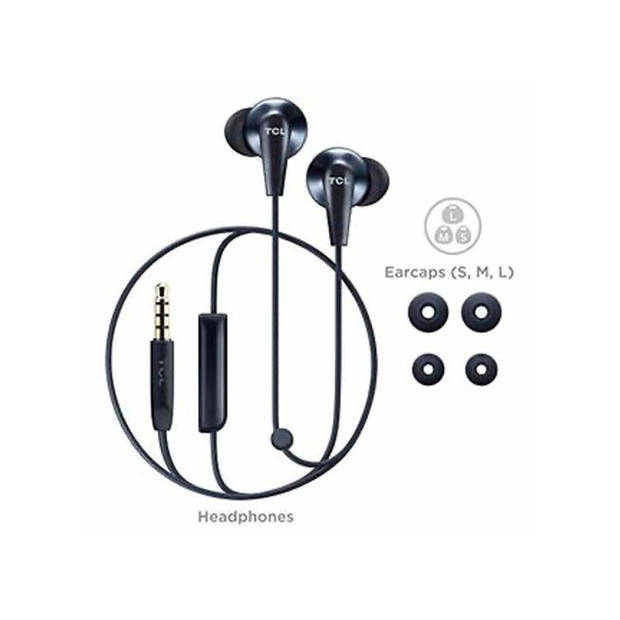 TCL earphones dual drivers Hi-Res dynamic coil + piezo driver, with pouch - blue