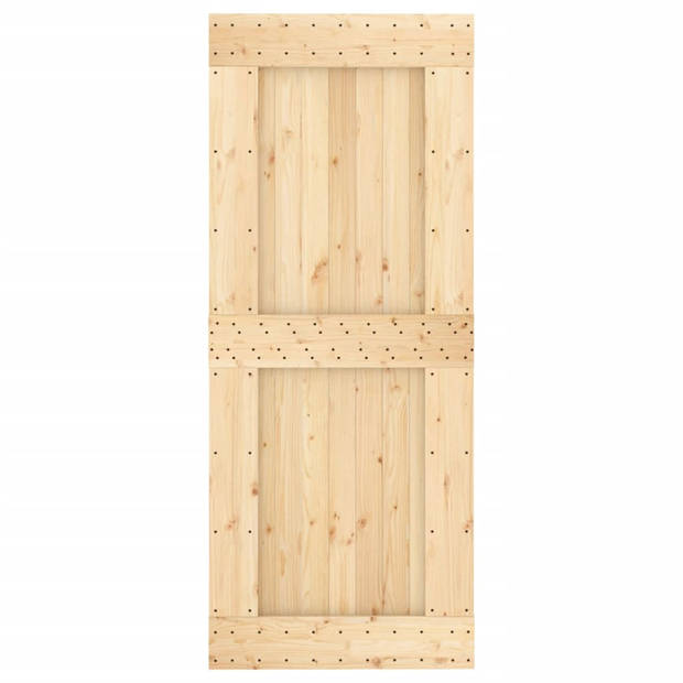 The Living Store Schuifdeur Massief Grenenhout - 85 x 3.6 x 210 cm - Rustieke uitstraling